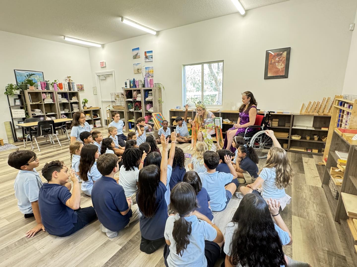 Meridith reading to Montessori 2